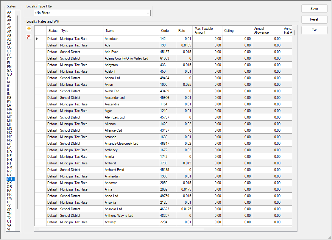 locality rates and withholding screen